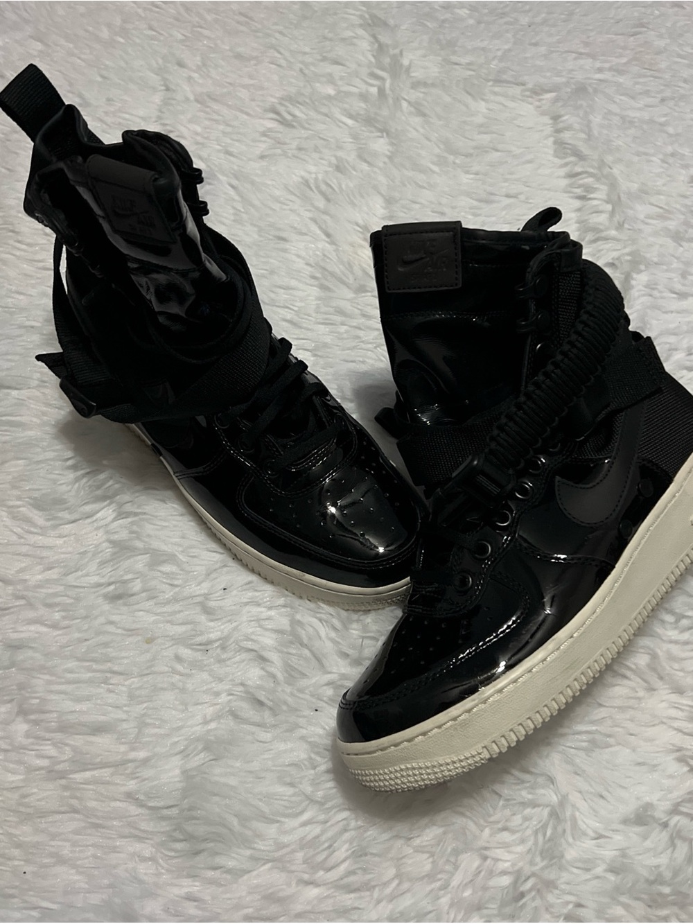 Nike Women’s Black Patent Lace-Up High-Top Boots